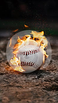 Eye catching image of baseball ball ablaze, capturing the thrill and excitement of the game