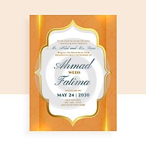 eye catching islamic wedding invitation card template for digital post
