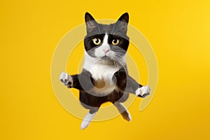 Eye-catching Jumping cat background. Generate Ai