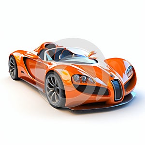 Eye-catching Orange And White Sports Car On White Background