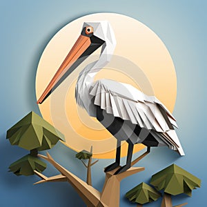 Eye-catching Pelican Paper Craft With Polygon Design
