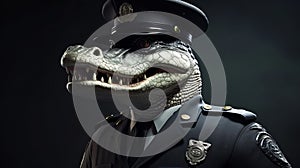 Eye-catching Police Crocodile In Uniform With Vray Tracing