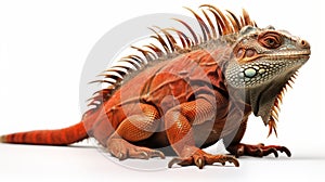 Eye-catching Red Iguana With Feathers In Sketchfab Style