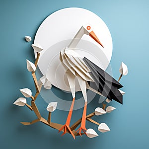 Eye-catching Stork Paper Craft With Polygon Design