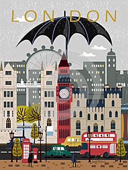 Eye-catching United Kingdom travel poster photo