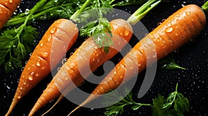 Eye-catching Water Drops On Carrots: A Polished And Velvia Style