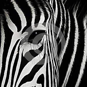 Eye-catching Zebra Print: Black And White Solarization Effect