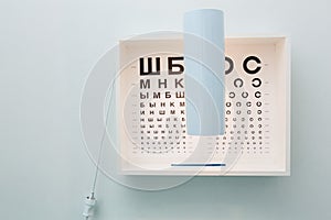 Eye chart in ophtalmology cabinet