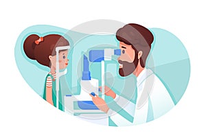 Eye clinic appointment flat vector illustration