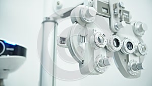 Eye clinic with autorefractor , slit lamp and eye diagnostic tools