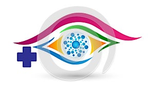 Eye clinic, medical eye care logo, eye hospital logo for medical concept on white background