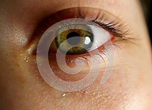 Eye closeup with tear