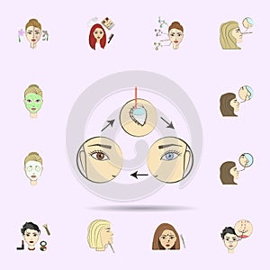 eye color change colored icon. Beauty, anti-aging icons universal set for web and mobile