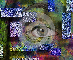 Eye in colorful background