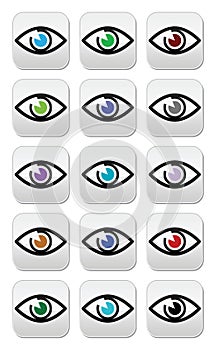 Eye colors sight icons set - icons set