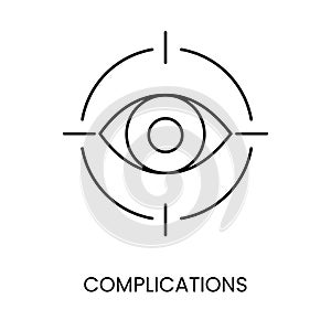 Eye complications line icon vector for medical documentation about diabetes