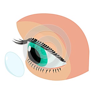 Eye contact lens icon, isometric style