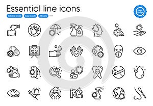 Eye, Coronavirus and Farsightedness line icons. For website, printing and application. Vector