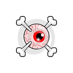 Eye and crossbones sign. Vector illustration