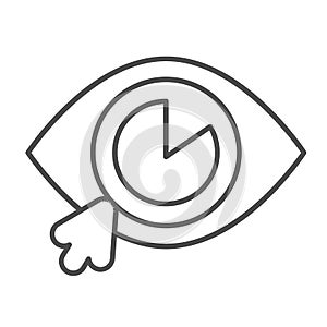 Eye and Cursor Pointer Mouse thin line icon, web design concept, digital eye vector sign on white background, outline