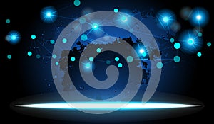 Glow light effect with Connectivity Network on Dark blue