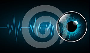 Eye cyber circuit future technology concept background  ekg wave