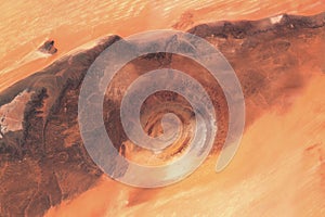 Eye of the desert geological structure of Rishat, satellite image, beauty of the desert