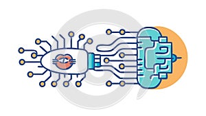 Eye with Digital Connections, AI Vision System, vector design Generative AI