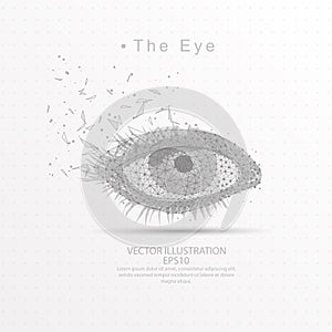 The Eye digitally drawn low poly triangle wire frame.