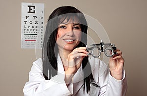 Eye doctor with trial frames photo