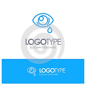 Eye, Droop, Eye, Sad Blue outLine Logo with place for tagline