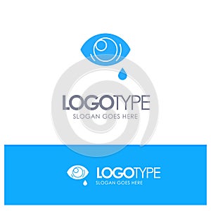 Eye, Droop, Eye, Sad Blue Solid Logo with place for tagline