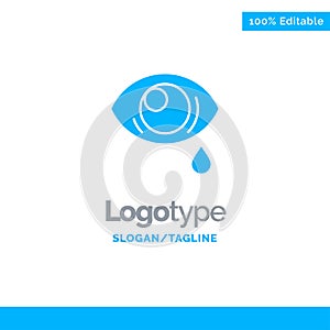 Eye, Droop, Eye, Sad Blue Solid Logo Template. Place for Tagline