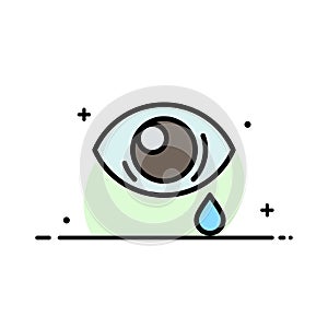 Eye, Droop, Eye, Sad  Business Flat Line Filled Icon Vector Banner Template