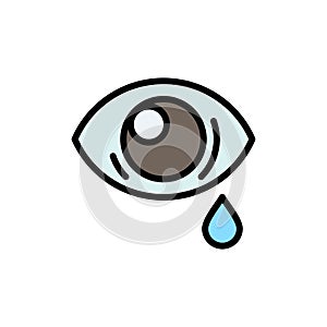 Eye, Droop, Eye, Sad  Flat Color Icon. Vector icon banner Template