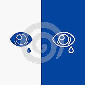 Eye, Droop, Eye, Sad Line and Glyph Solid icon Blue banner Line and Glyph Solid icon Blue banner