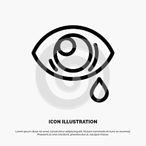 Eye, Droop, Eye, Sad Line Icon Vector