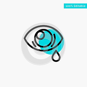 Eye, Droop, Eye, Sad turquoise highlight circle point Vector icon