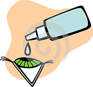 Eye drops bottle and eye vector illustration
