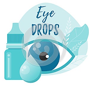 Eye drops bottle. Eyedropper. Eye health concept.