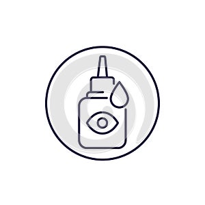 Eye drops bottle vector line icon