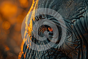Eye of an elephant close up detail Generative AI