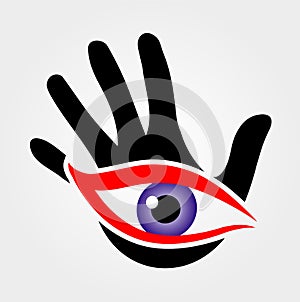 Eye emerging from palm