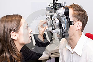 Eye exam at optician