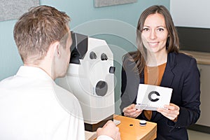 Eye exam at optician