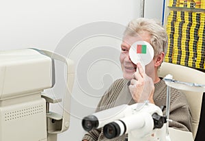 Eye examination in optometric clinic
