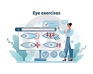 Eye Exercise Guide Illustration. A doctor recommends ocular exercises to maintain eye health.