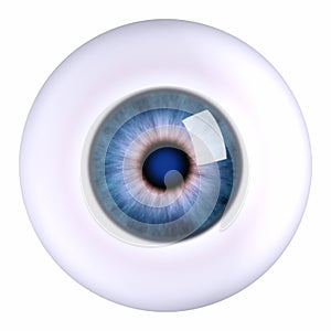 Modello 3d del globo oculare, blu, isolato.