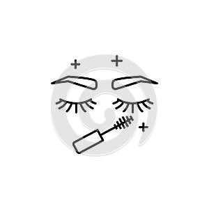 Eye, eyelashes, mascara, eyebrow icon. Simple line, outline vector makeup icons for ui and ux, website or mobile application