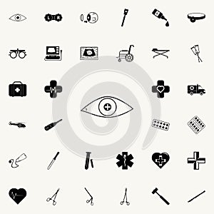 eye with farsightedness problems icon. Medicine icons universal set for web and mobile